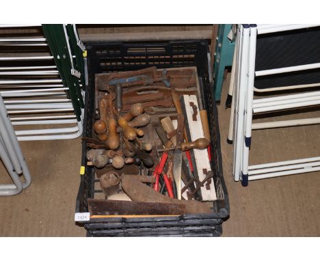 A box of miscellaneous hand tools 