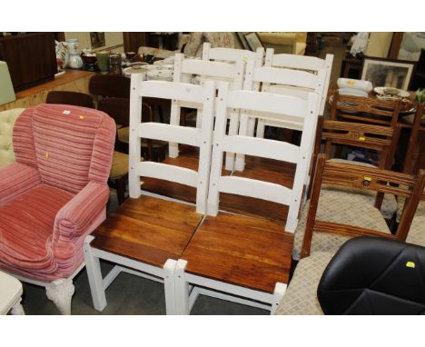 A set of six park painted ladder back chairs 
