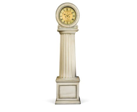 the circular 12.5inch gilt dial inscribed 'Robt. Yuill, Glasgow', with subsidiary seconds and calendar dials, 8 day movement,