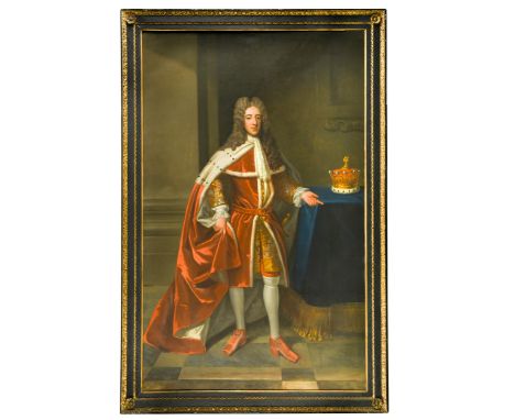 oil on canvas, in an early 18th Century acanthus enriched frame with flowered spandrels (Dimensions: 240 x 150 cm)(240 x 150 