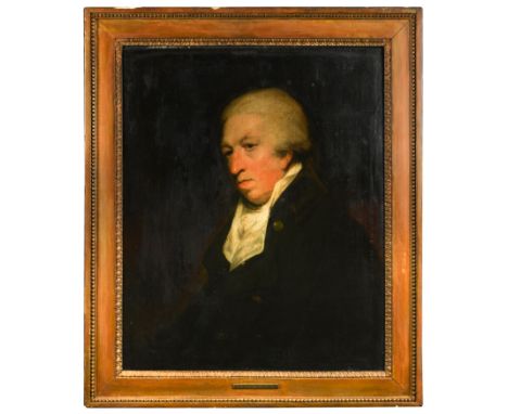 Portrait of a gentleman, head and shoulders, in short wig, black jacket and white stock, oil on canvas (Dimensions: 72 x 58 c