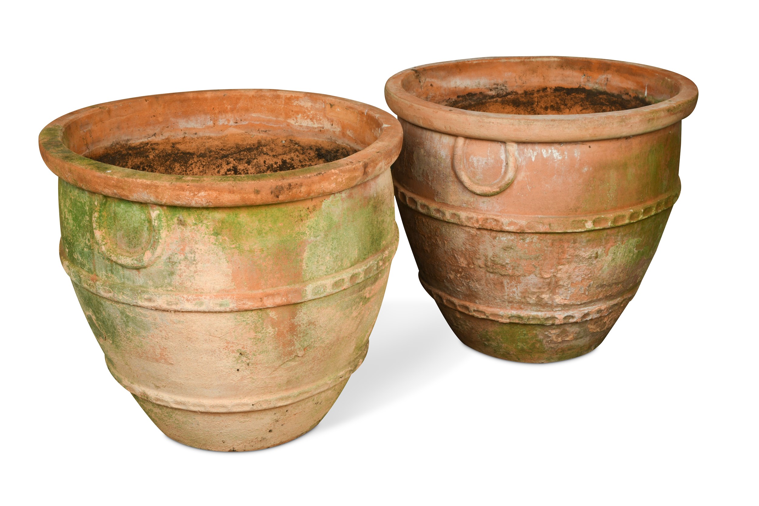 A pair of modern terracotta garden urns, in Cheffins Fine Art