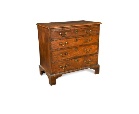 with brushing slide and four graduated long drawers, on bracket feet (Dimensions: h: 84cm w: 88cm d: 49cm )(h:&nbsp;84cm w:&n