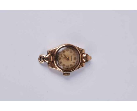 A lady's 9 ct gold Rotary wristwatch, no strap, 7.2 g gross