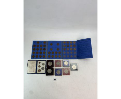 Assorted UK coins inc. Britain's First Decimal Coins, Great Britain Halfpennies Collection, cased Festival of Britain crown, 