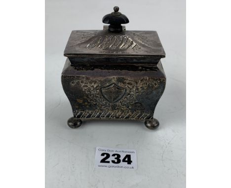 Victorian small silver tea caddy 3"w x 2"d x 4"h, w: 5.6 ozt