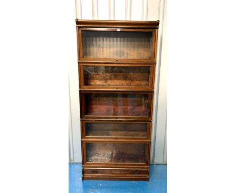 Globe Wernicke 5 heights section bookcase with base drawer 34"w x 11"d x 75.5"h