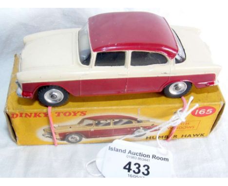 A boxed Dinky Toys No.165 Humber Hawk in maroon and cream