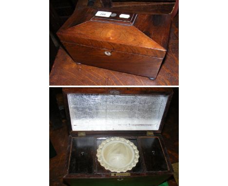 A Victorian rosewood tea caddy with fitted interior
