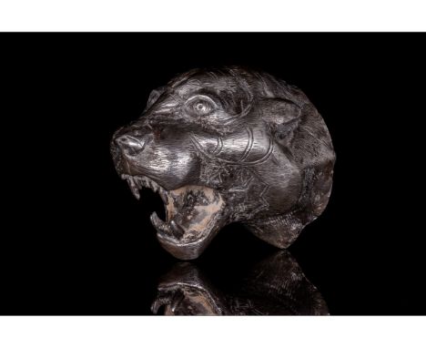 c. 300-200 BC. Hellenistic, Eastern Greek. An exceptional silver tiger's head protome, probably once originally attached to a