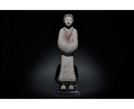 C. 206 BC-220 AD. Han Dynasty. Beautiful figure of a Han Dynasty court lady.The lady stands upright in a graceful manner with