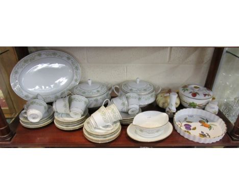 Shelf of china to include Noritake tea service, Royal Worcester etc