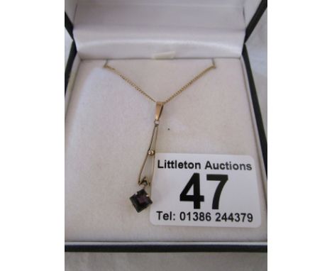 Edwardian gold amethyst pendant on chain