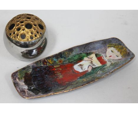 A scandinavian choir boy dish signed Lino and labelled Ker-Vitrex, together with a Stuart Devlin for Viners stainless steel p