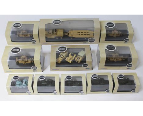 11 Oxford Military scale 1:76 display vehicles in original boxes comprising 76DBT001 David Brown Tractor (x4); 76BF003 Bofors