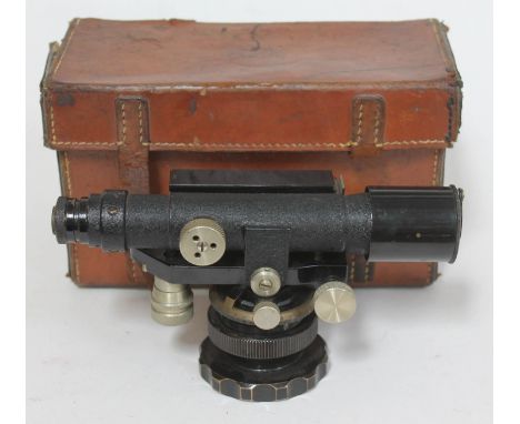 A Hall Bro surveyors level in leather case. 