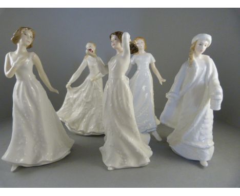 Five Royal Doulton figures of 'Christmas Lantern', 'Sentiments Cherish', 'With Love', 'Happy Anniversary' and 'Friendship'