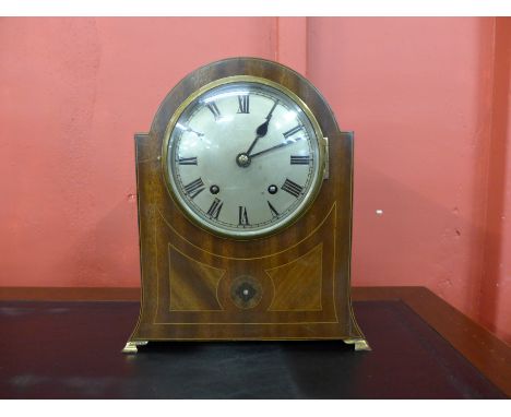 An Edward VII inlaid mahogany Empire mantel clock