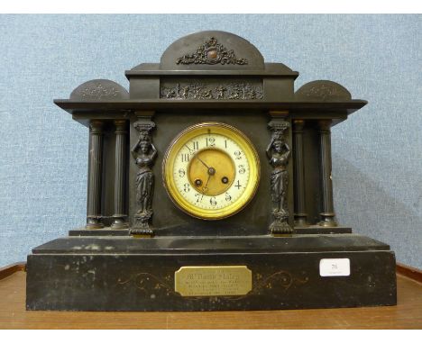 A 19th Century French Belge noir mantel clock