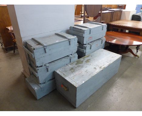 Seven ammunition boxes
