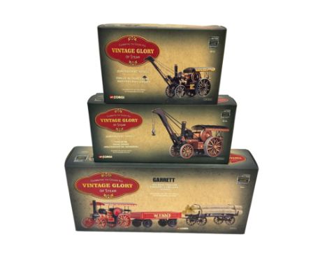 A group of 3 Corgi Vintage Glory of Steam 1:50 scale die-cast models. Models include Fowler B6 Crane Engine ‘Marston’s Road S