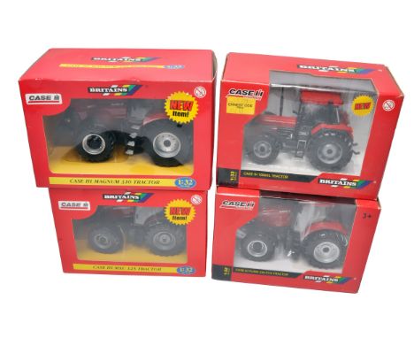 Britains 1/32 farm models, group of 4 Case IH tractor issues including Magnum 310, MXU125, 1056XL and one other, as shown. Wi