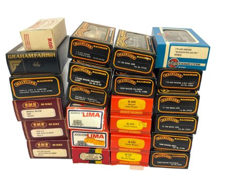 A group of boxed OO gauge wagons from various manufacturers including Mainline Railways, Hornby, Lima, GMR, Airfix, and Graha