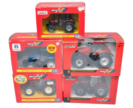 An assortment of Britains Tractor issues including Massey Ferguson, Case etc. Some Boxes notably worn.