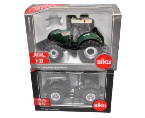 Siku duo of 1/32 farm model issues comprising Claas Axion 850 Bollmer Edition Tractor plus JCB Fastrac 4000 Black Edition. Ex