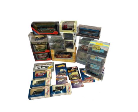 A mixed group of approximately 40 boxed die-cast vehicles from various manufacturers including Corgi, Oxford Diecast, Lledo, 