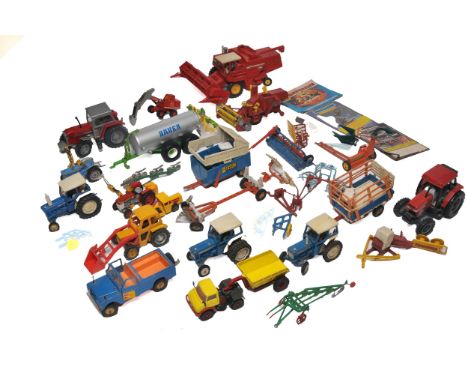 A quantity of loose farm toys and models including tractor and implement issues, mostly Britains. Playworn to good. Some brok