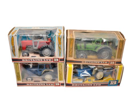 Britains 1/32 farm model issues comprising 4 x tractor models to include MF595, Deutz DX110, Ford 5000 and Ford 6600. Models 