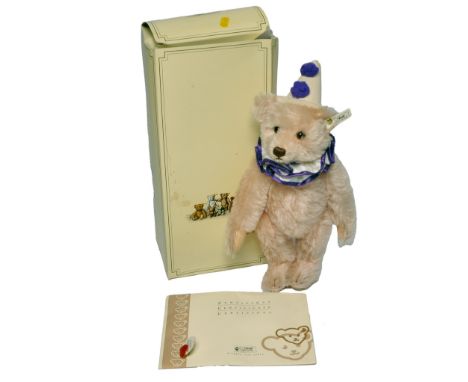 Steiff 1926 Pink Replica 'Teddy Clown' bear limited edition 1038 of 5000 pieces. Clown is 33cm (13") in height, rose pink moh