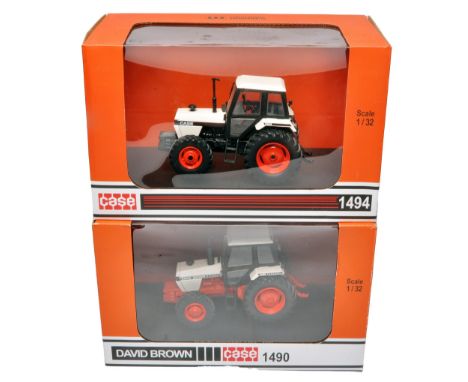 Universal Hobbies 1/32 Farm Model Duo comprising Case 1494 Tractor (excellent in box) plus David Brown 1490 (missing mirror).