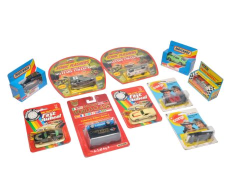 A good selection of mostly factory sealed carded and boxed diecast including Majorette (ambulance not sealed) plus Fastwheels