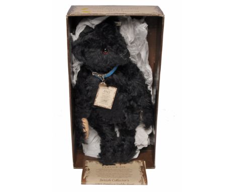 Steif British Collector's 1912 Replica Teddy Bear with finest black mohair, cream felt pads, height 48cm (19") limited editio