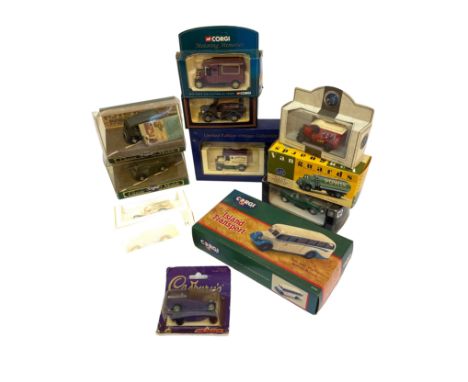 A mixed group of die-cast models including boxed examples from Corgi, Vanguards, Maisto, Majorette and others. Models include