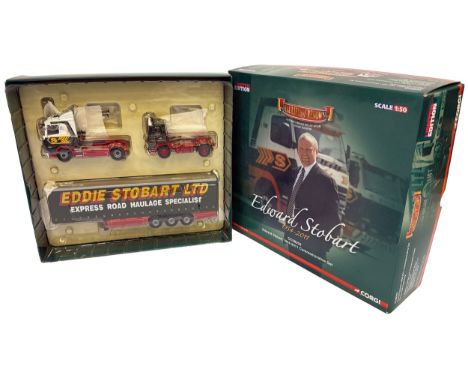 A limited edition Corgi Hauliers of Renown Edward Stobart 1954–2011 commemorative die-cast truck set (CC99001) in 1:50 scale.