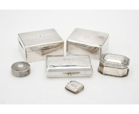 A late Victorian silver cigarette case, maker's mark J.N.M, Birmingham 1894, engraved W.B.P, 12cm (4 3/4in) long; a silver mo