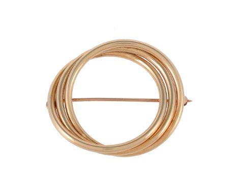 A hooped brooch by Tiffany & Co., the polished triple hoops stamped 14k Tiffany & Co., 3.4cm wide, 5.2gCondition Report: Some