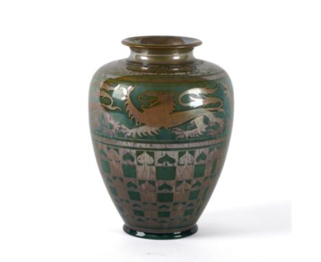 A PILKINGTON'S LANCASTRIAN VASE DESIGNED BY WILLIAM S. MYCOCKCirca 1906-13 Of shouldered ovoid form, painted with a frieze of