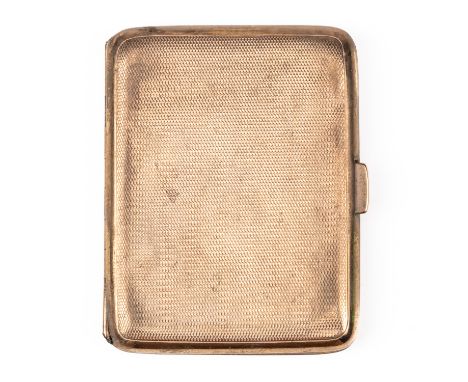 A 9CT GOLD RECTANGULAR CIGARETTE CASEThe exterior engine turned detailed within Muriel Birmingham 1918, gross weight 68 grams