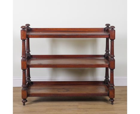 A GEORGE IV MAHOGANY THREE TIER BUFFETOn fluted supports, 120cm wide; 48cm deep; 103cm high