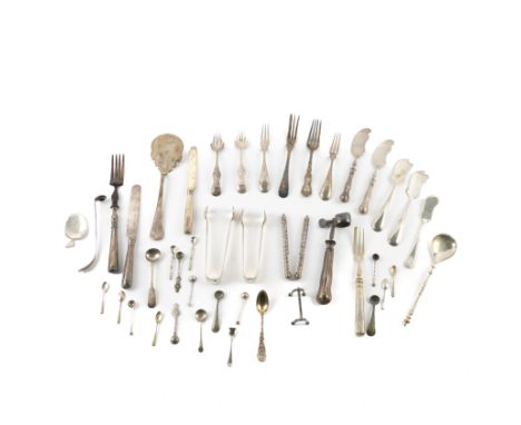 A GROUP OF FOREIGN AND PLATED WARES (QTY)Mostly flatware to include; a Tiffany and Co sterling spoon, various condiment and o