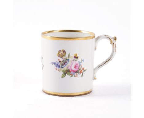 A FLIGHT BARR AND BARR WORCESTER CYLINDRICAL MUGCirca 1815 Painted with scattered flowers between gilt-line borders, impresse