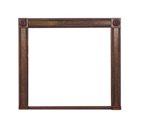 A REGENCY BRASS INLAID ROSEWOOD WALL MIRRORWith split bobbin decoration, 136cm wide; 124cm highGood overall condition minor m