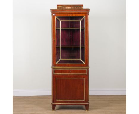 A 19TH CENTURY RUSSIAN BRASS MOUNTED MAHOGANY SINGLE DOOR GLAZED DISPLAY CABINET74cm wide; 46cm deep; 200cm highOld marks and