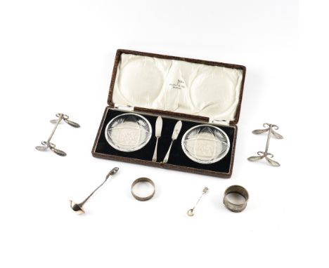A SMALL GROUP OF SILVER, FOREIGN AND PLATED WARES (7)Comprising; a Danish cream ladle, import mark London 1925, maker Stockwe