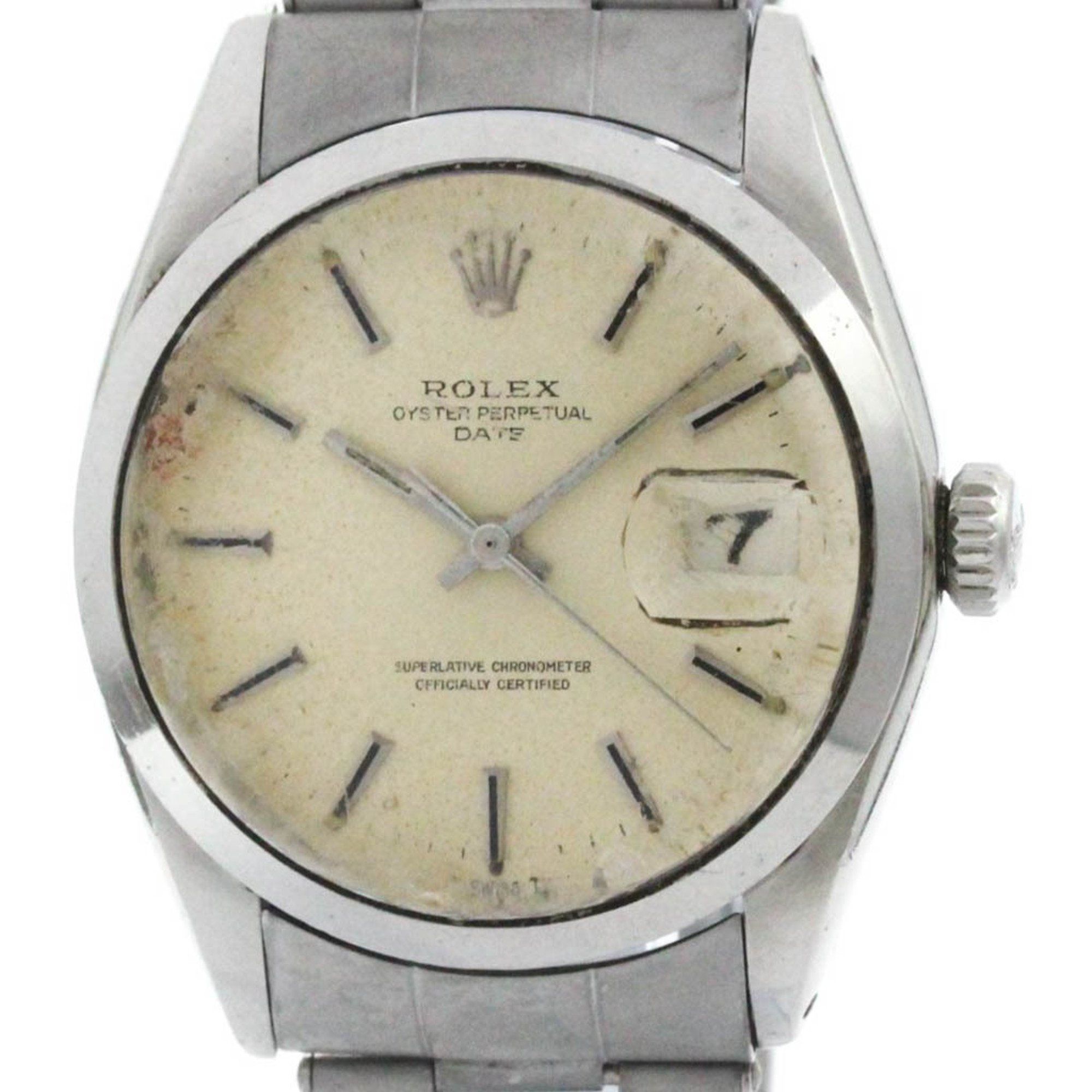 Vintage ROLEX Oyster Perpetual Date 1500 Steel Automatic Mens Watch