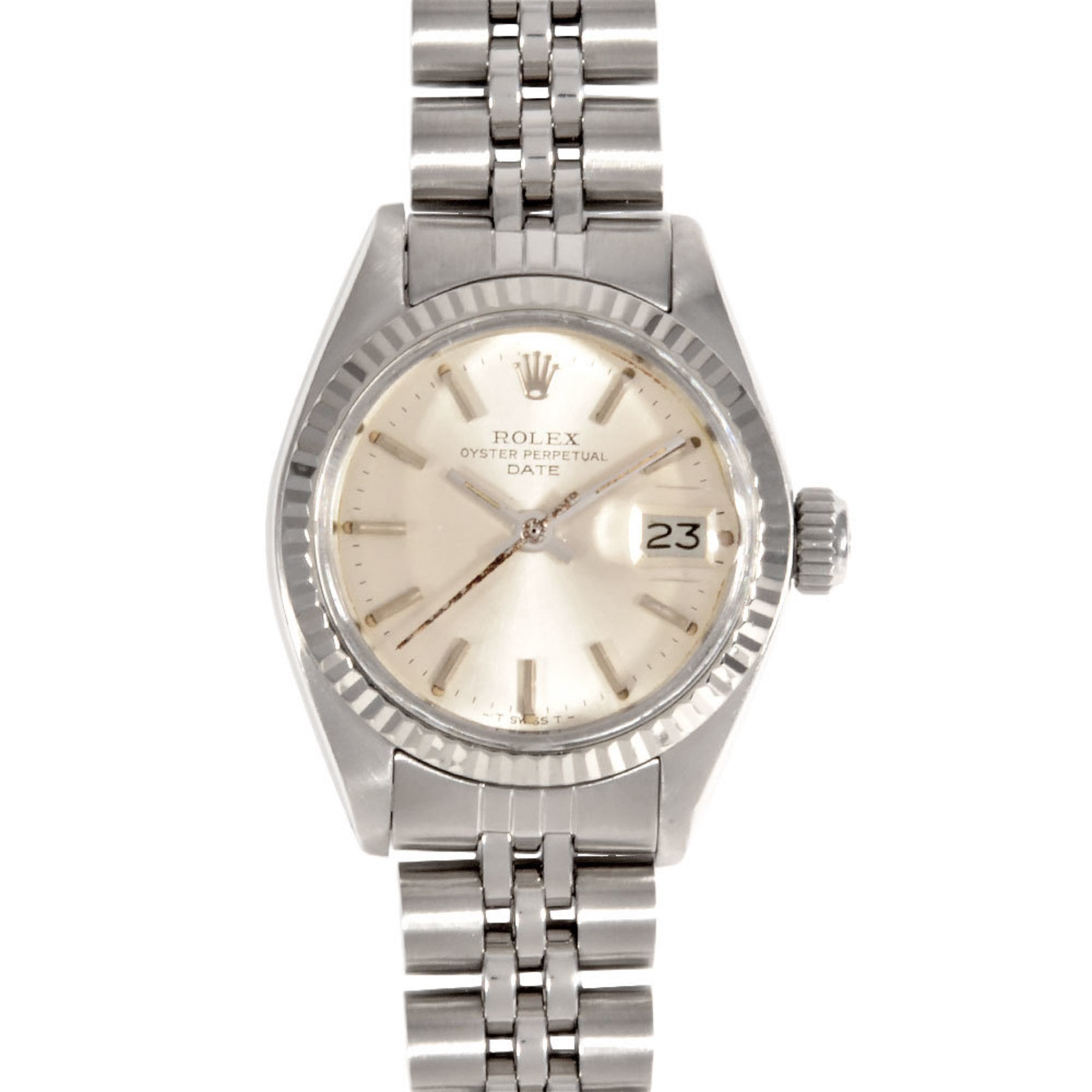 Rolex ROLEX 6917 Datejust 7-digit 58 series wristwatch automatic winding silver dial SS WG ladies
